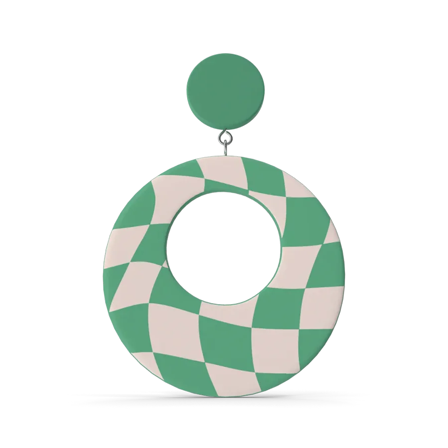 Checkered Hoop Earrings